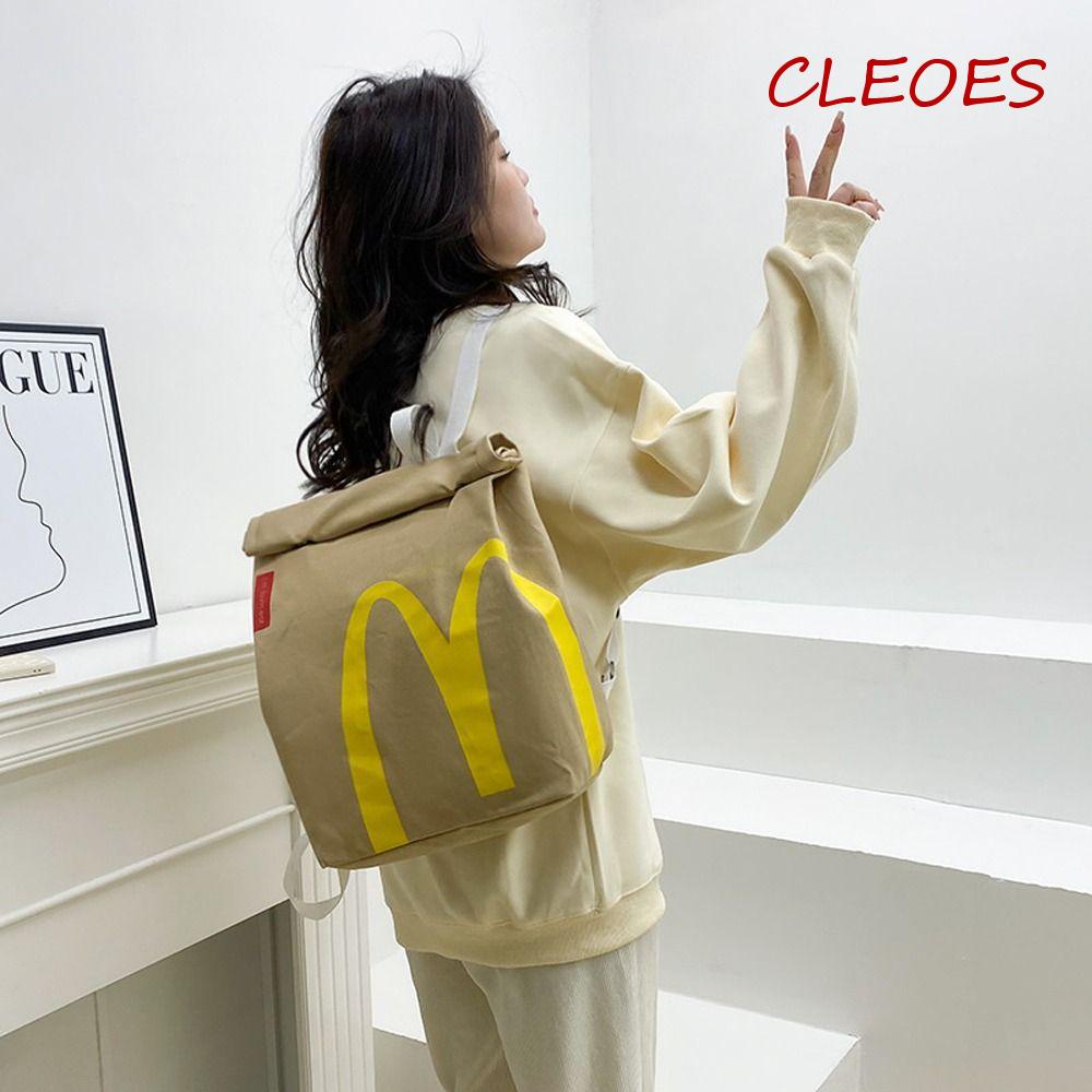 CLEOES Mcdonald Ba Lô Đeo Vai / Xách Tay / Đeo Chéo Sức Chứa Lớn In Chữ Thiếu Niên Sáng Tạo Cho Nữ