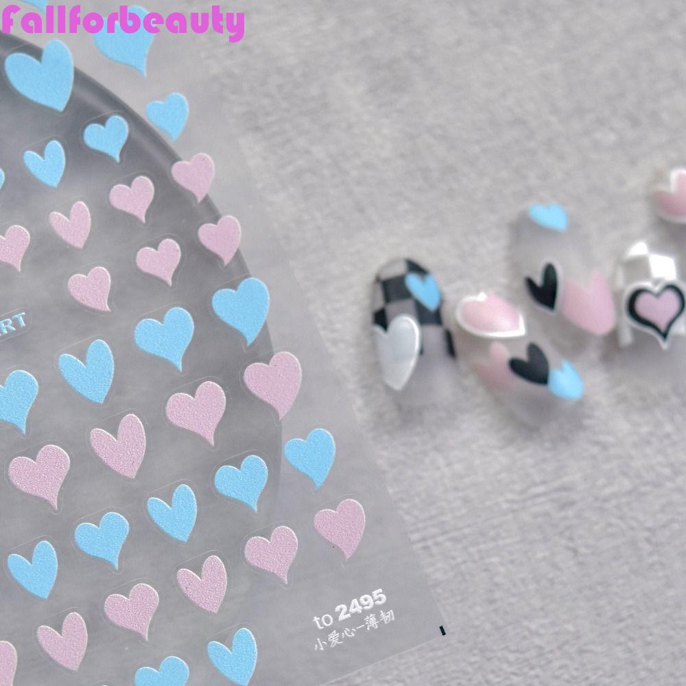 FALLFORBEAUTY Miếng Dán Trang Trí Móng Tay Hình Trái Tim / Bướm Thiết Kế Bất Đối Xứng Thời