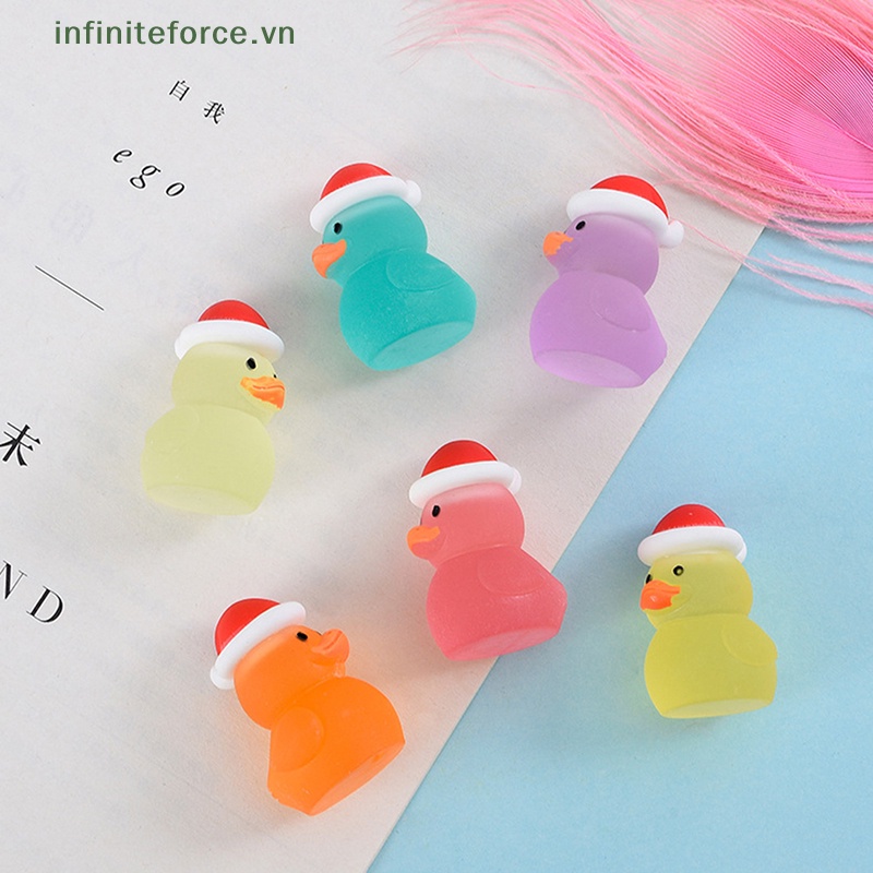 Bộ 2 Vịt Nhựa Resin Phát Quang Dễ Thương Dùng Trang Trí Giáng Sinh Diy