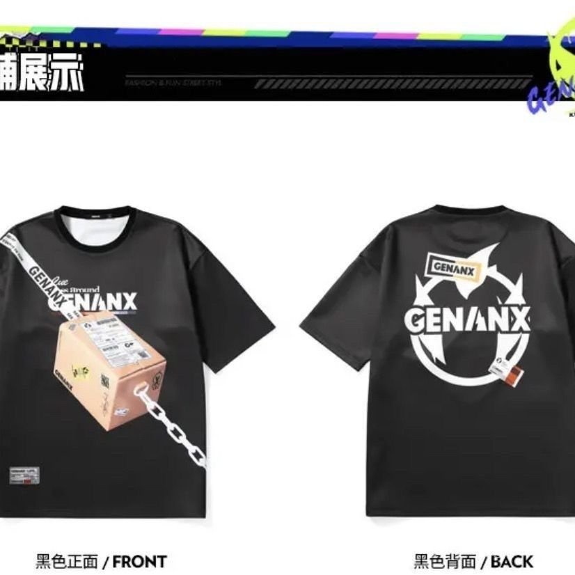 Áo Thun Cotton Nguyên Chất Cao Cấp Mùa Hè Mới In Hình Hộp Chuyển Phát Tia Chớp Có Túi Khóa Kéo Cho Nam