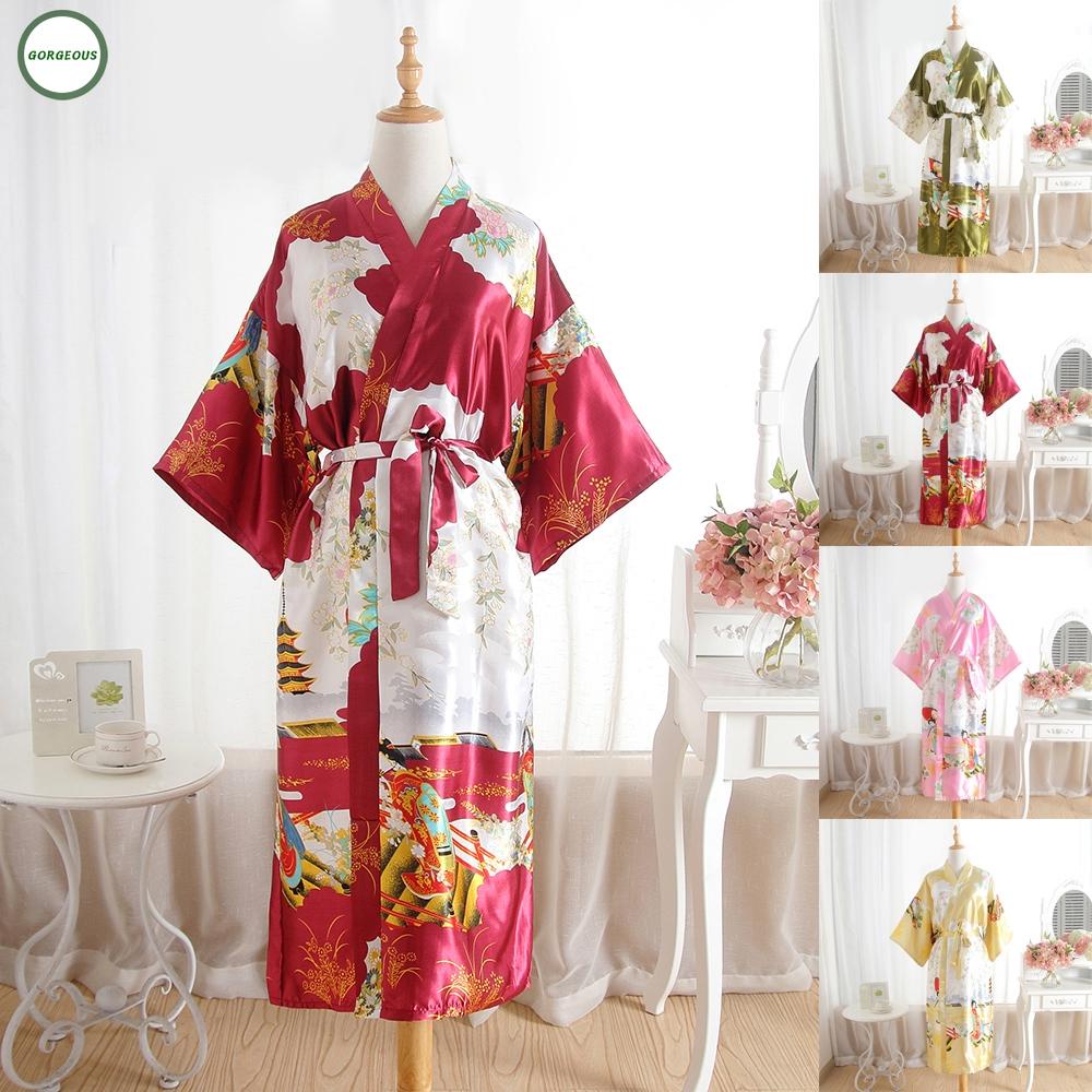 Áo Choàng Tắm Satin Màu Đen / Đỏ / Xanh Lam / Hồng Sâu / Xanh Navy / Xanh Hoàng Gia Cho Nữ