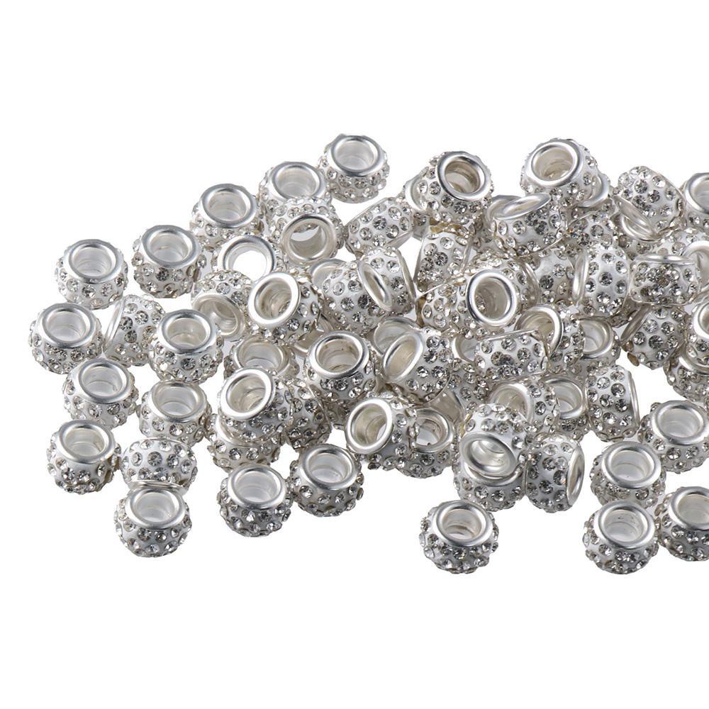 ROSE Bộ 100 Hạt Xỏ Lỗ 12mm Màu Trắng Đính Trang Sức