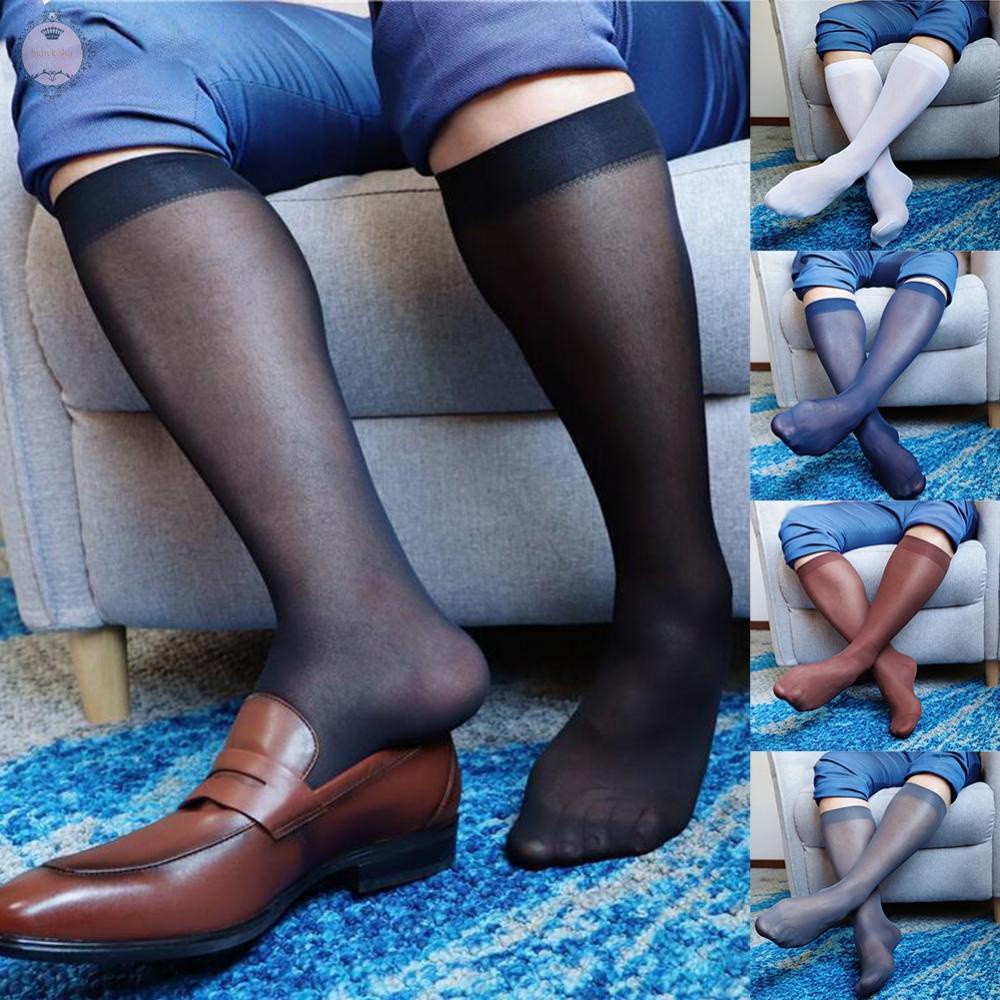 Socks Men Knee Men\'s Mens Mesh Nylon Silky Plain Sexy Sheer Stockings