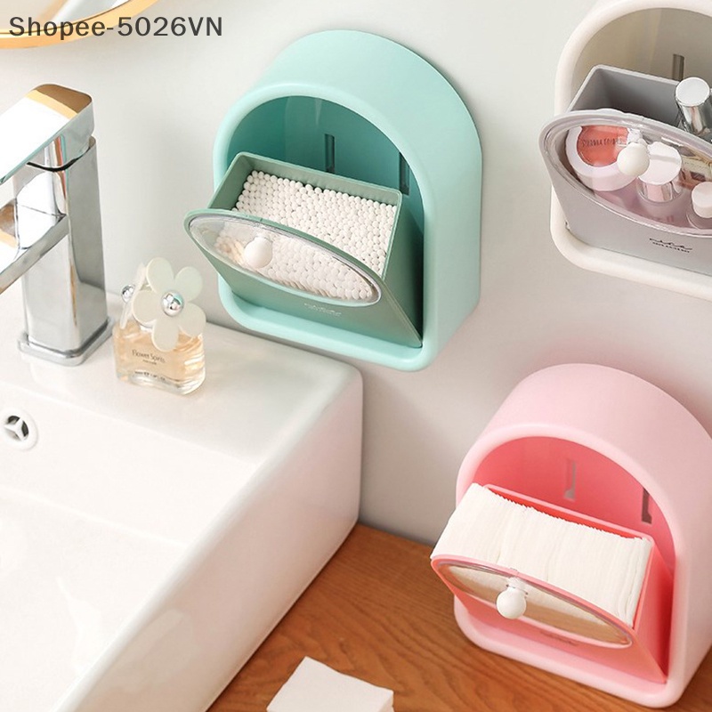 Hộp Đựng Tăm Bông Vệ Sinh Gắn Tường Nắp Lật Tiện Dụng