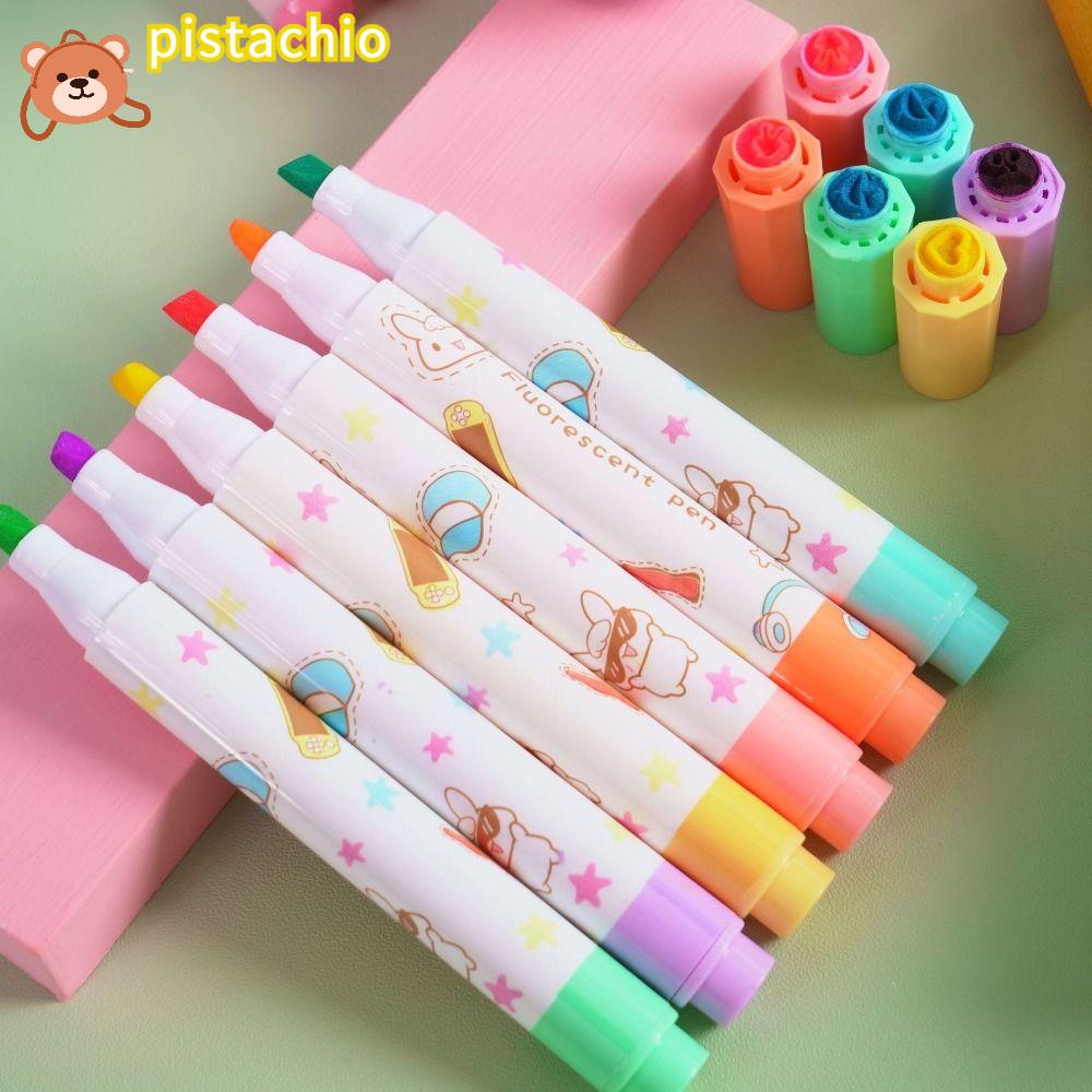 PISTA Set 6 Bút Bắt Sáng Hai Đầu Tích Hợp Vẽ Hoa Giáng Sinh Màu Sắc