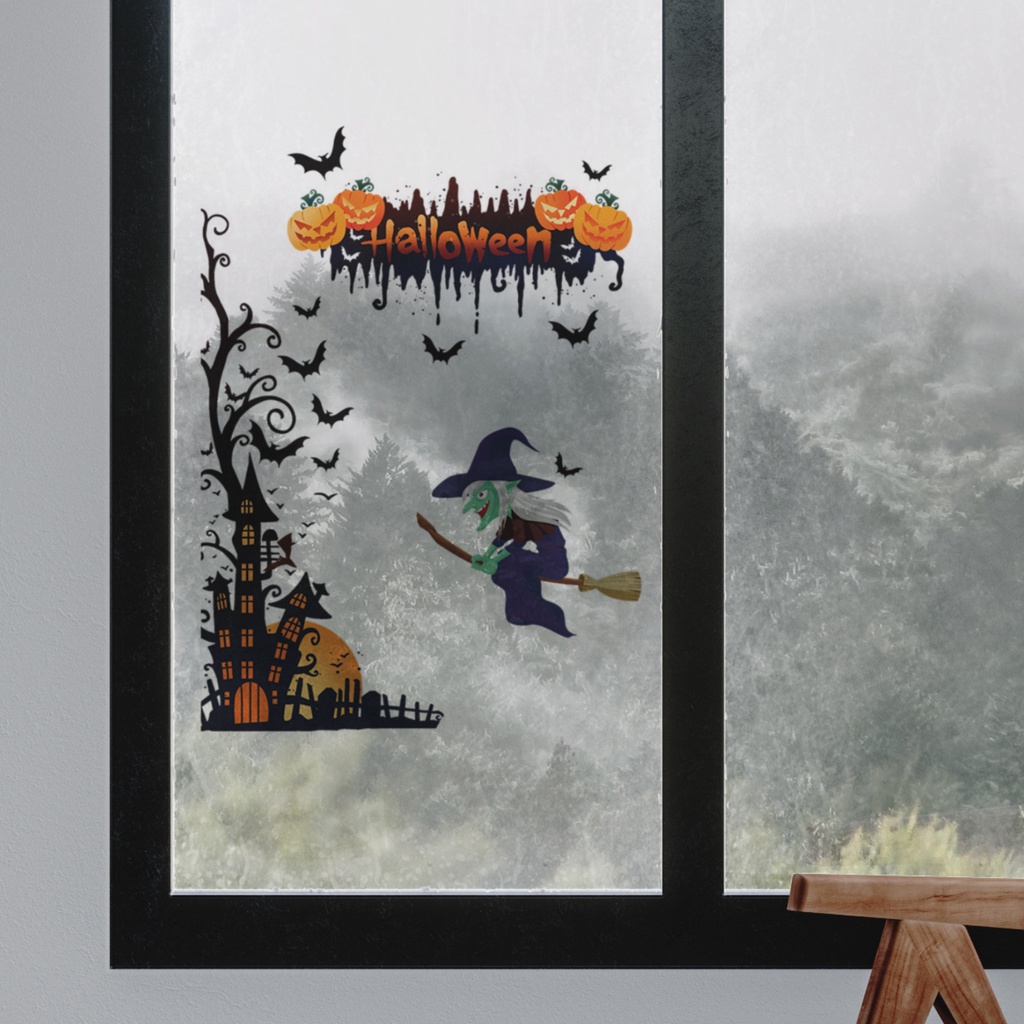 (Bất Ngờ) Hình Dán Tường Tự Dính Bắt Mắt Bằng PVC Chống Thấm Nước Phù Thủy Bí Ngô Halloween Trang Trí Phòng Khách