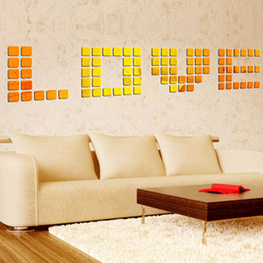 Set 100 Miếng Dán Tường Hiệu Ứng Gương Bằng Acrylic Chống Nước Chống Ăn Mòn Trang Trí Phòng Ngủ Cho Bé