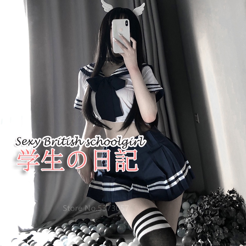 Phụ nữ sexy cosplay đồ lót đồng phục học sinh nữ sinh nữ trang phục khiêu dâm váy babydoll phụ nữ ren váy ngắn trang phục thủy thủ