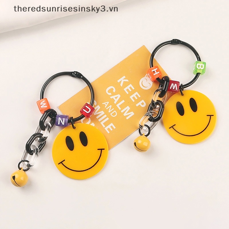 Móc Khóa Gắn Chuông Hình Mặt Cười Dễ Thương Dùng Trang Trí Ba Lô / Túi Xách