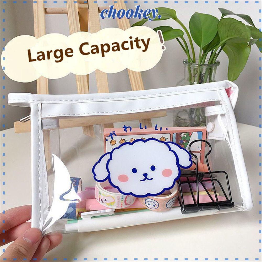 CHOOKEY Túi Đựng Bút Trong Suốt In Họa Tiết Hoạt Hình Đáng Yêu