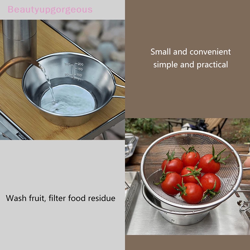 Tô Đựng Thức Ăn Bằng Thép Không Gỉ Có Tay Cầm Có Thể Gập Lại Tiện Dụng Mang Theo Du Lịch Cắm Trại