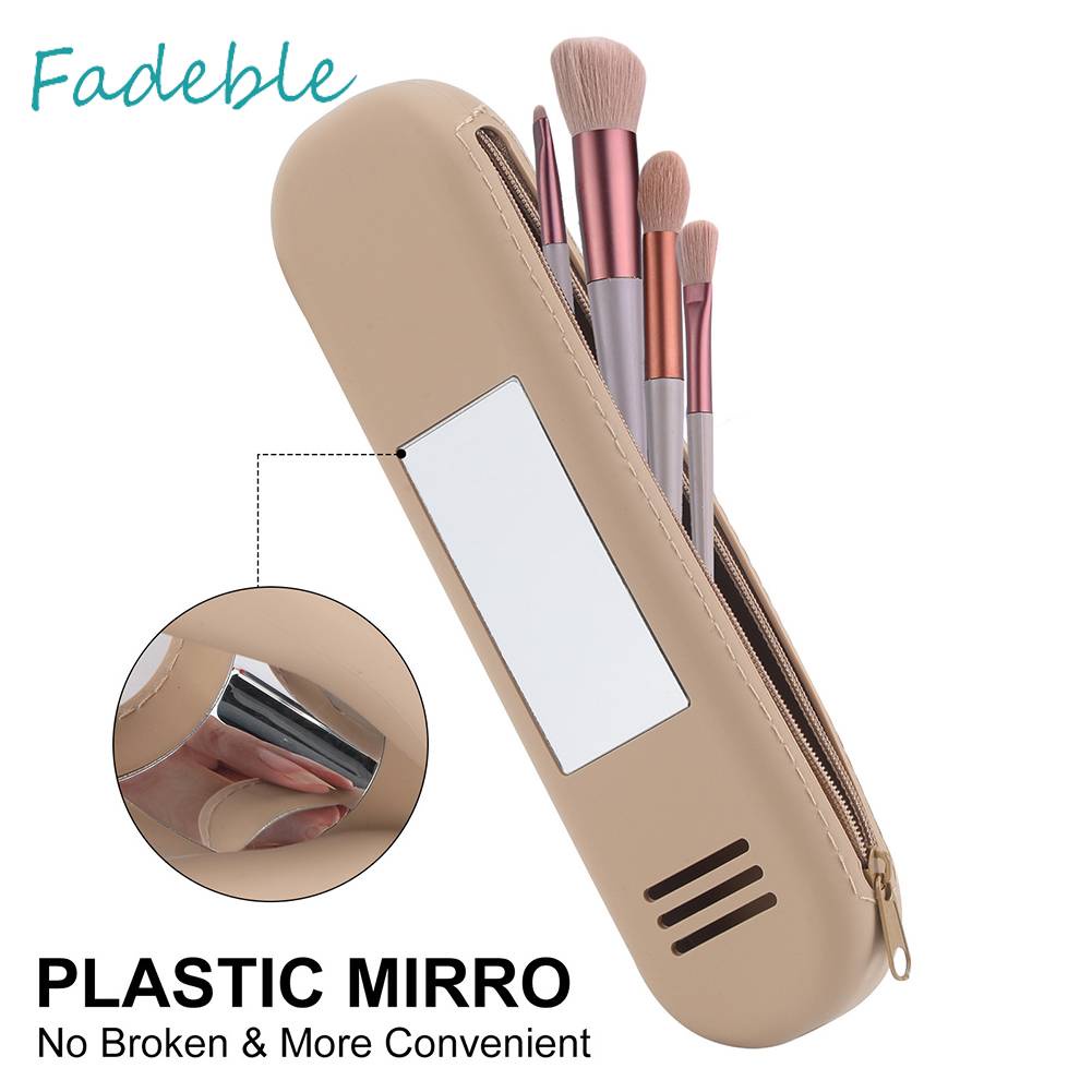 Túi Đựng Cọ Trang Điểm Bằng Silicone Thoáng Khí Có Khóa Kéo