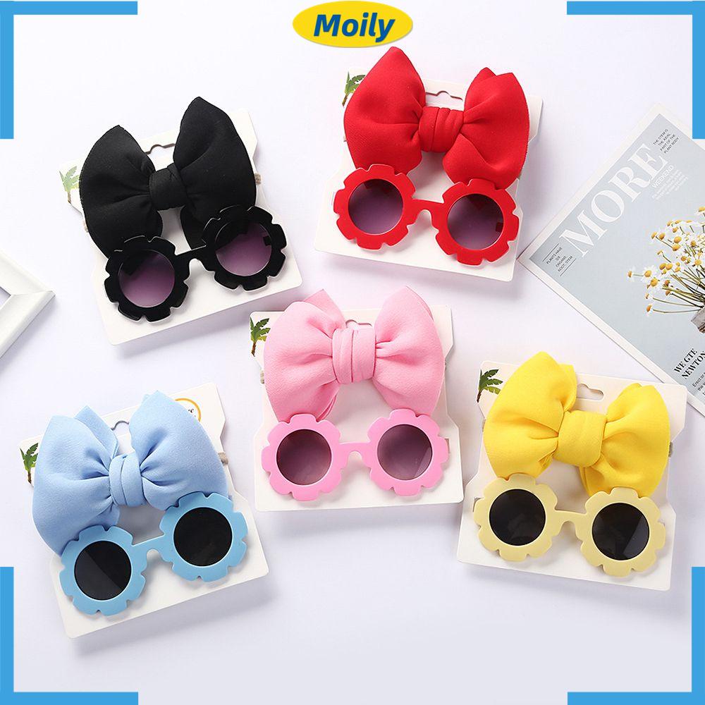 MOILYVN Set 2 Kẹp Tóc + 2 Kính Mát Màu Sắc Thời Trang Cho Bé