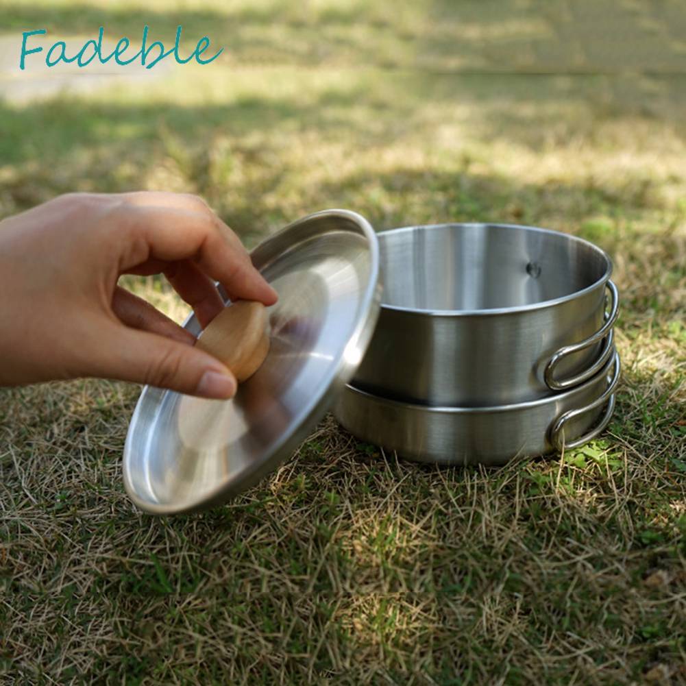 Bộ Dụng Cụ Nấu Ăn Bằng Thép Không Gỉ Tiện Lợi Khi Đi Du Lịch