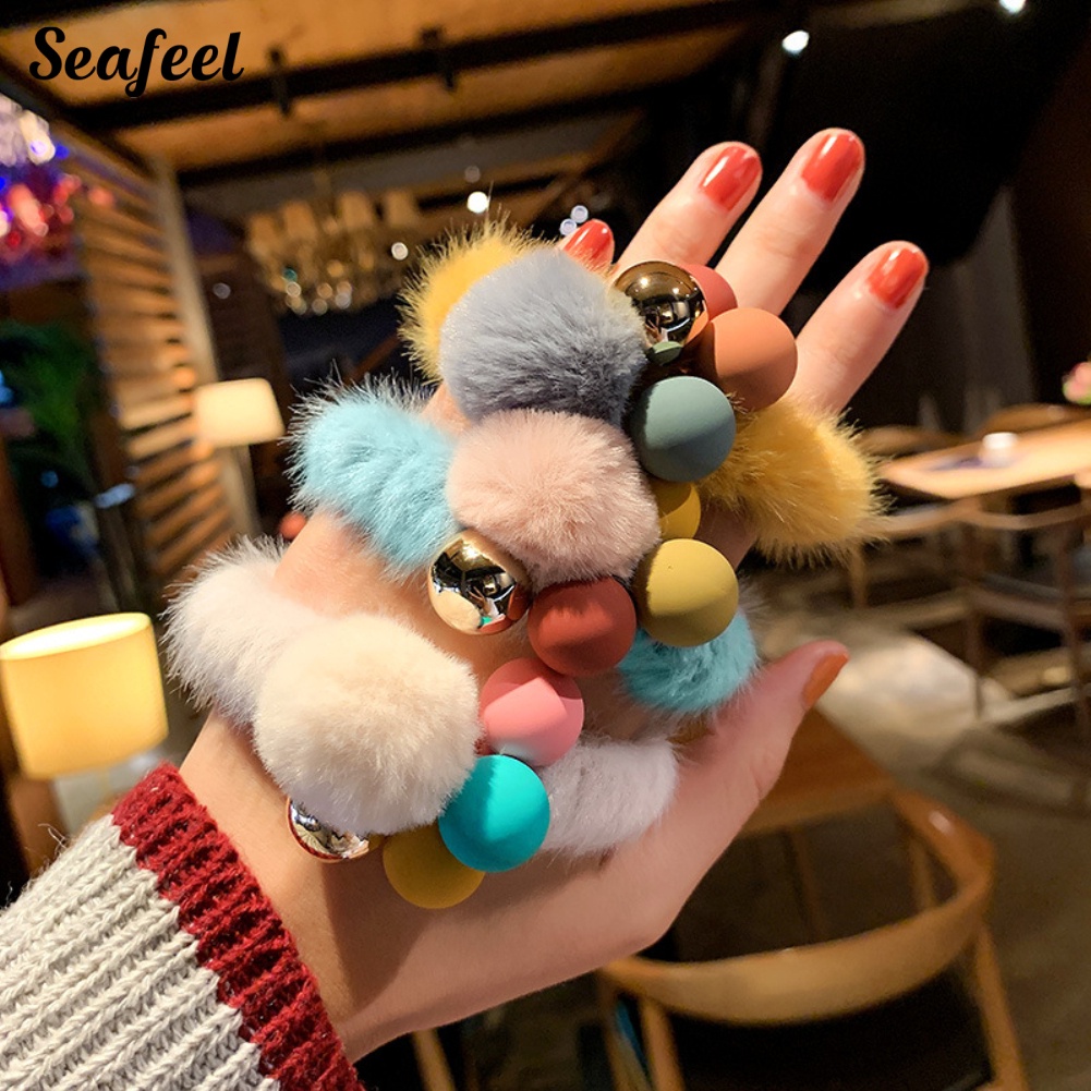 Dây Buộc Tóc Dạng Xoắn Ốc Co Giãn Màu Sắc Gradient Cho Nữ