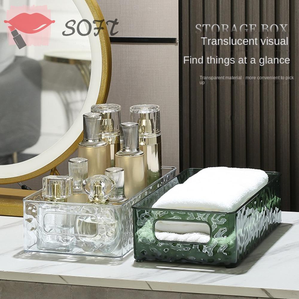 SOFTNESS Hộp Đựng Mỹ Phẩm Bằng Acrylic Trong Suốt Hình Chữ Nhật Có Thể Xếp Chồng Lên Nhau Tiện Dụng