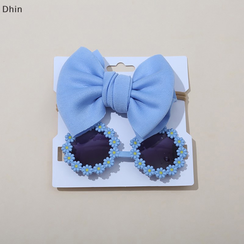 [Dhin] Kính Mát Tròn Họa Tiết Hoa Với Băng Đô Nylon Co Giãn Phong Cách Bohemia Đi Biển Cho Bé