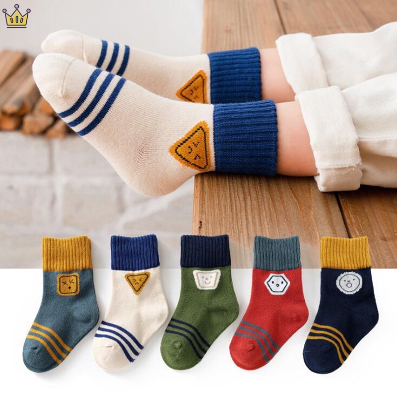 Set 5 Đôi Vớ Cotton Thoải Mái In Họa Tiết Hoạt Hình Dễ Thương Thời Trang Thu Đông Cho Bé JP5