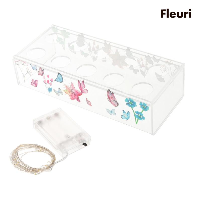 Lọ Hoa Hình Chữ Nhật Bằng Acrylic Trong Suốt Kèm Giá Đỡ 10 Lỗ Dùng Trang Trí Văn Phòng