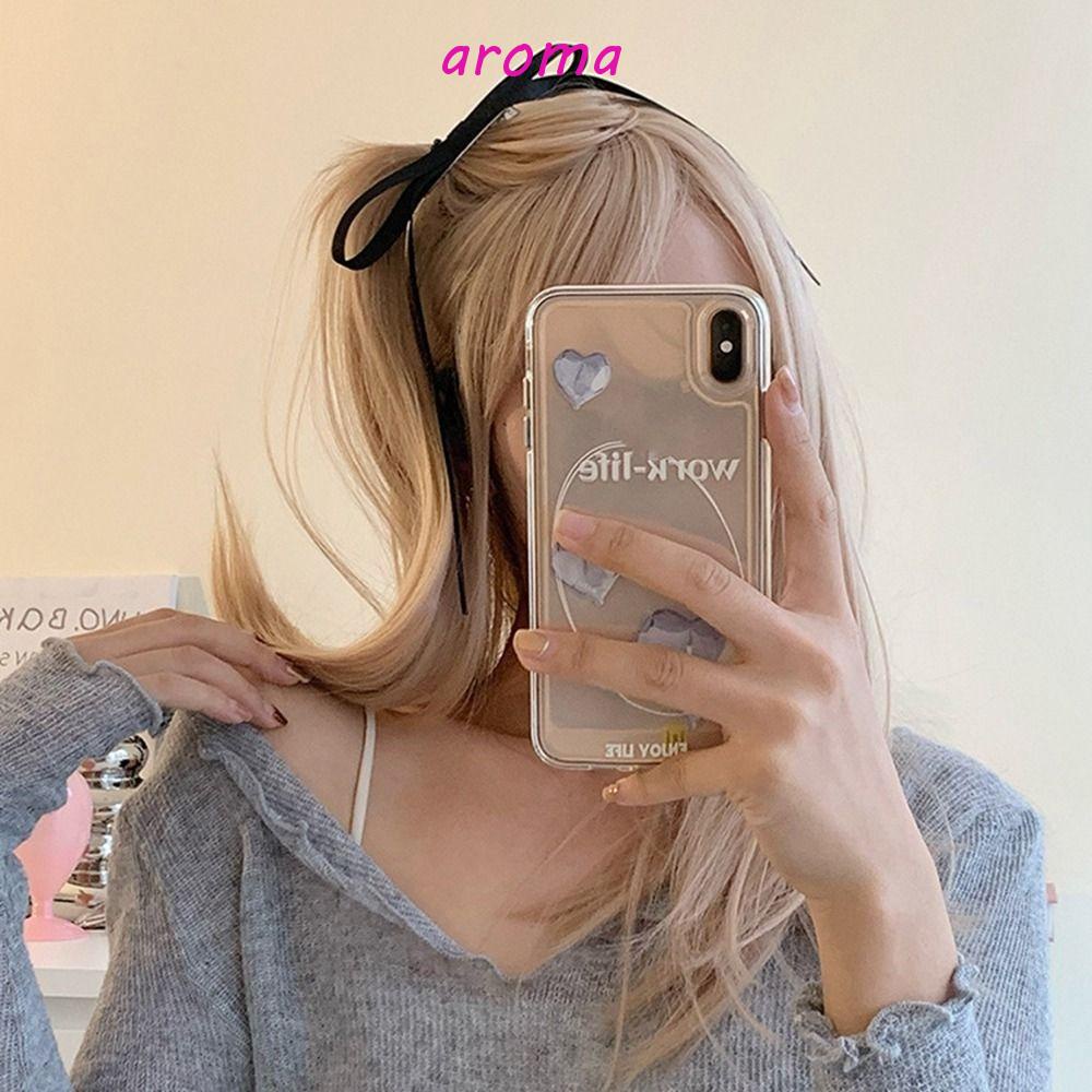 AROMA Kẹp Tóc Nơ Ruy Băng y2k Nhỏ Xinh Hình Học Phong Cách Retro Cho Nữ