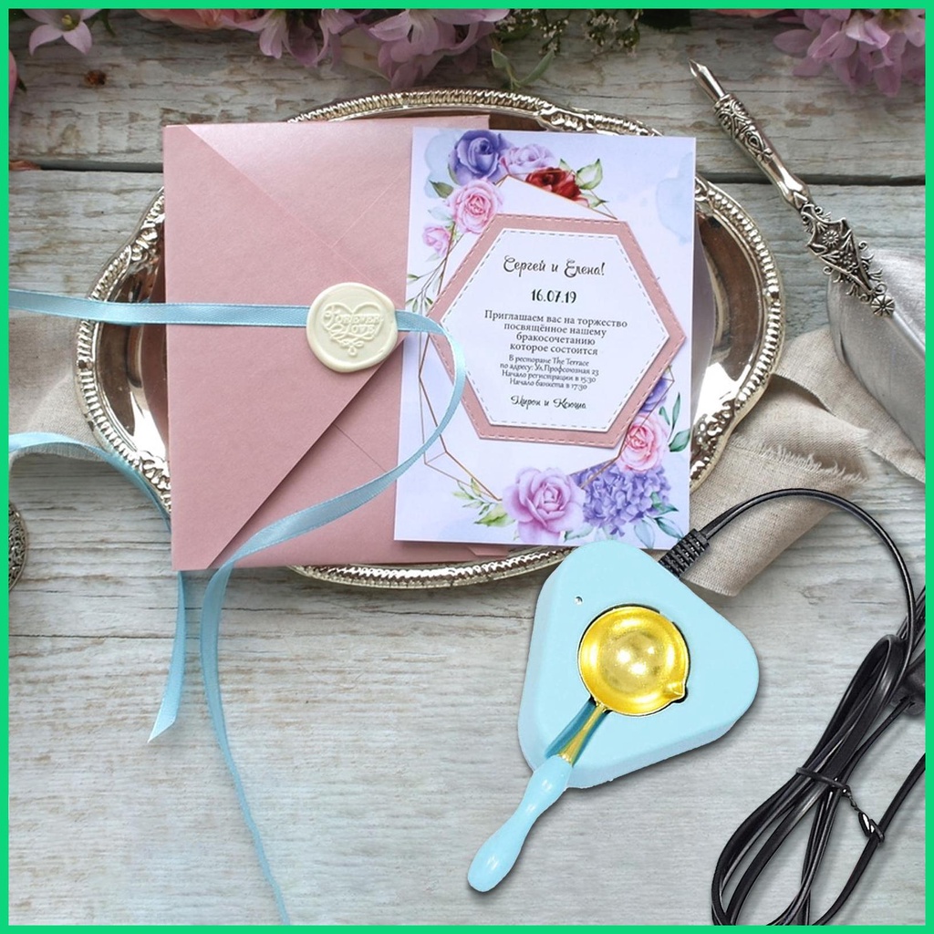 Máy Đun Nóng Chảy Sáp Niêm Phong Bao Bì Thư DIY Kèm Muỗng Điều Chỉnh Nhiệt Độ Tự Động