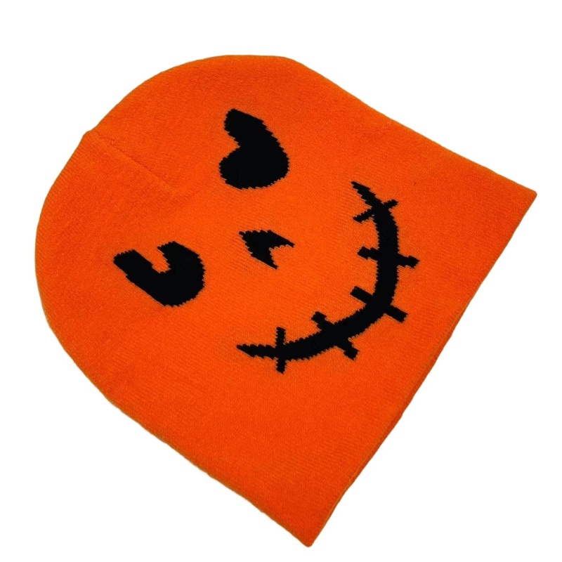 Mũ Đan Len Thủ Công Họa Tiết Biểu Tượng Cảm Xúc Chống Gió Ngoài Trời Cho Nữ