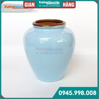 Lu uống bia kiểu mới - sáng tạo mới của gốm Bát Tràng-hàng vuốt tay dung tích 400ml - MÀU XANH PASTER - XƯỞNG GỐM VIỆT