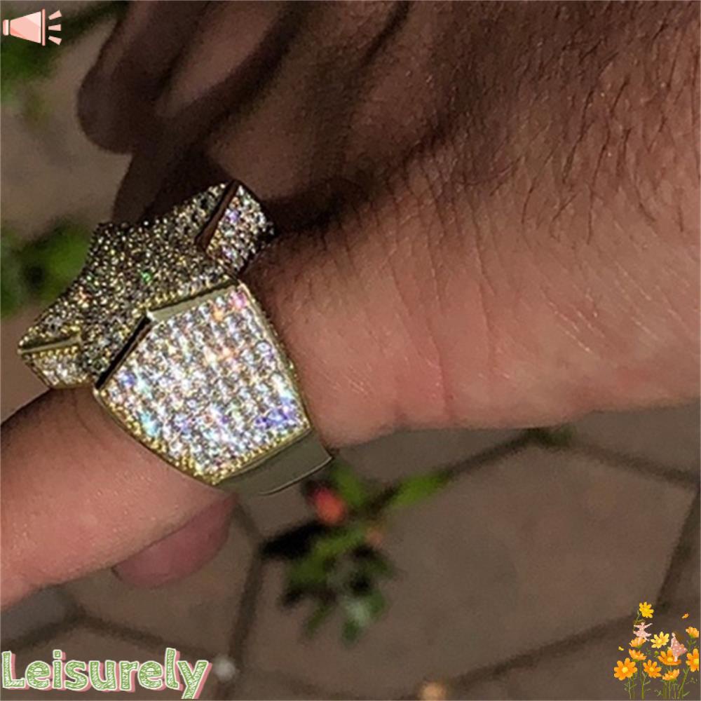 LEILY Nhẫn Hình Ngôi Sao Đính Đá Sang Trọng Phong Cách Hiphop