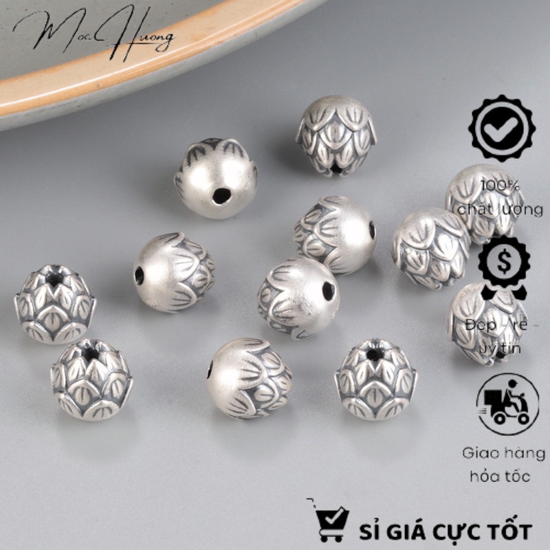 Charm bạc 3D - hoa sen - MH808