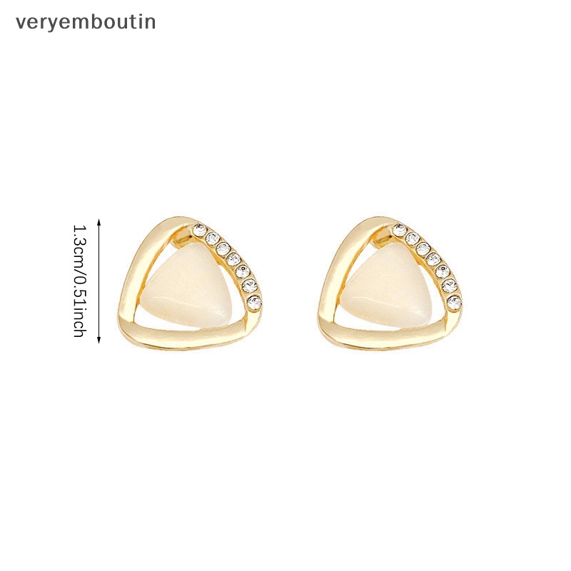Bông Tai Hình Tam Giác Đính Đá Opal Đơn Giản Thời Trang Phong Cách Hàn Quốc Cho Nữ
