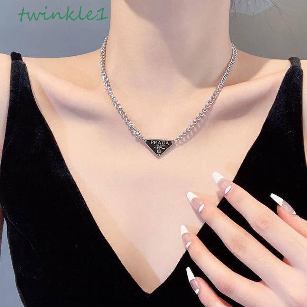 TWINKLE Dây Chuyền Thép Titan Mặt Chữ Phong Cách Hàn Quốc Ngọt Ngào Cho Nữ