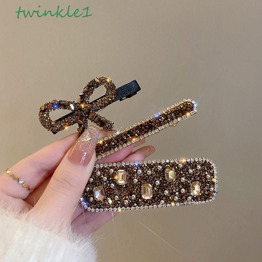 TWINKLE Kẹp Tóc Hình Nơ Đính Đá Thời Trang Cho Nữ