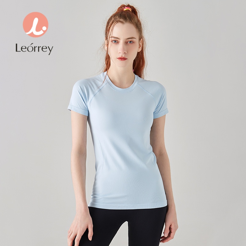 Leorey Áo Thun Thể Thao Ngắn Tay Áo Thể Thao Áo Thun Tập Yoga Ngắn Tay Áo Crop Top Nhẹ Thoáng Khí Áo Thun Thể Thao