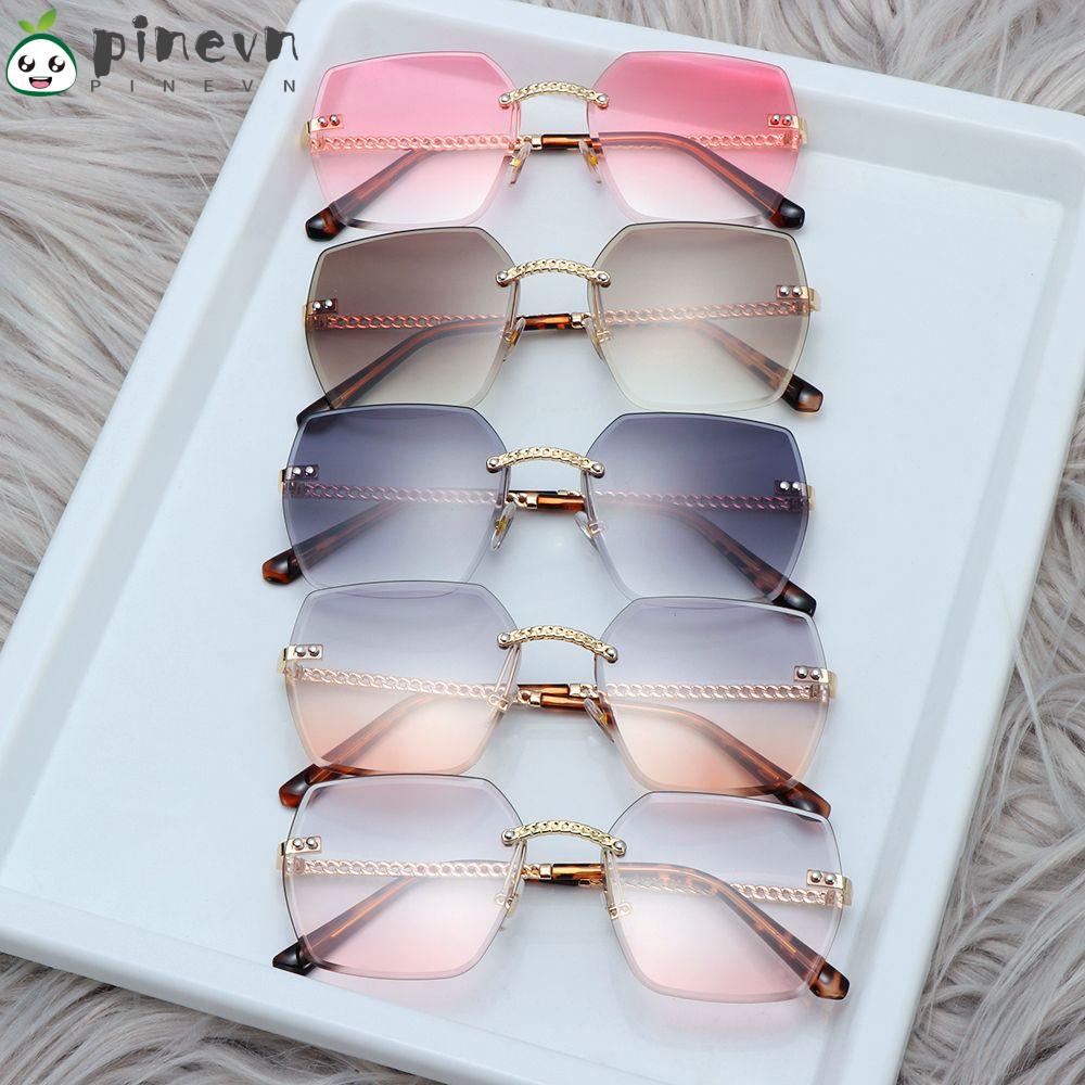PINEVN Kính Mát Hình Chữ Nhật Không Gọng Chống Tia UV400 Thời Trang Cho Nam Nữ