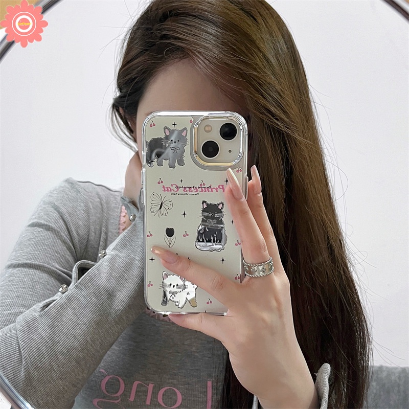 Ốp Điện Thoại Họa Tiết Hoa Và Mèo Cho IPhone 11 Pro Max 14 11 13 12 Pro Max 13 14 12 Pro Max