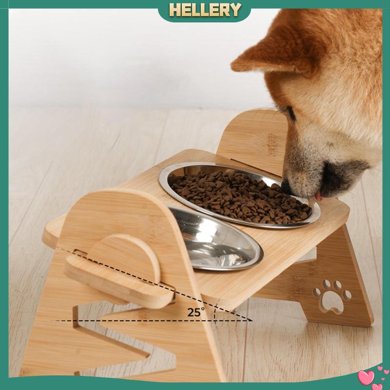 Bát Đựng Thức Ăn Cho Thú Cưng Bằng Thép Không Gỉ Kèm 2 Bát Và Giá Đỡ Tiện Dụng