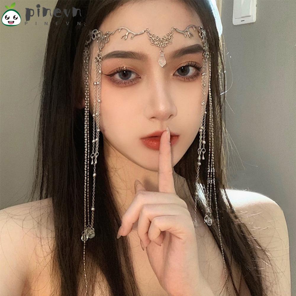 PINEVN Băng Đô Cài Tóc Đính Pha Lê Hình Giọt Nước Phong Cách Vintage