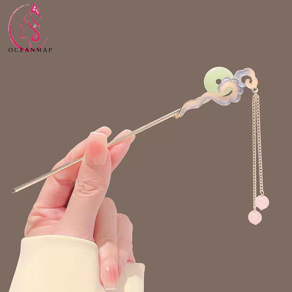 OCEANMAP Trâm Cài Tóc Hình Đám Mây Phối Tua Rua Phong Cách Trung Hoa Cổ Điển Thời Trang Mới Cho Nữ