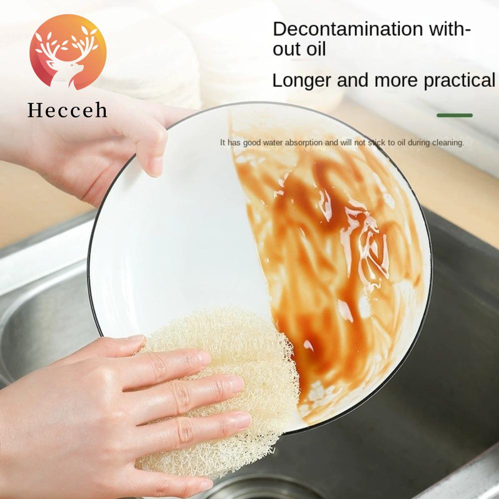 HECCEH Bàn Chải Bằng Xơ Mướp Tự Nhiên Chống Dính Dùng Rửa Chén Tiện Dụng