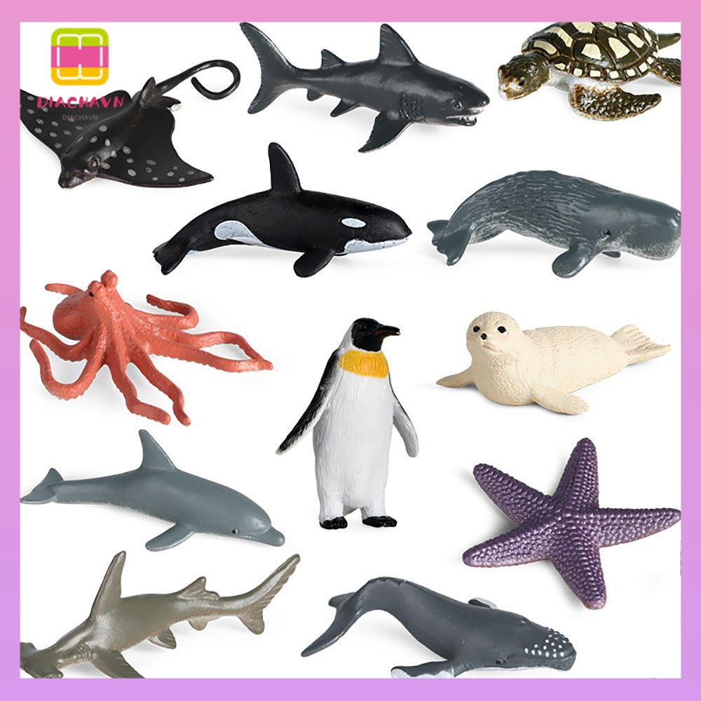 DIACHAVN Set 12 Mô Hình Cá Voi Rùa Biển Cho Bé