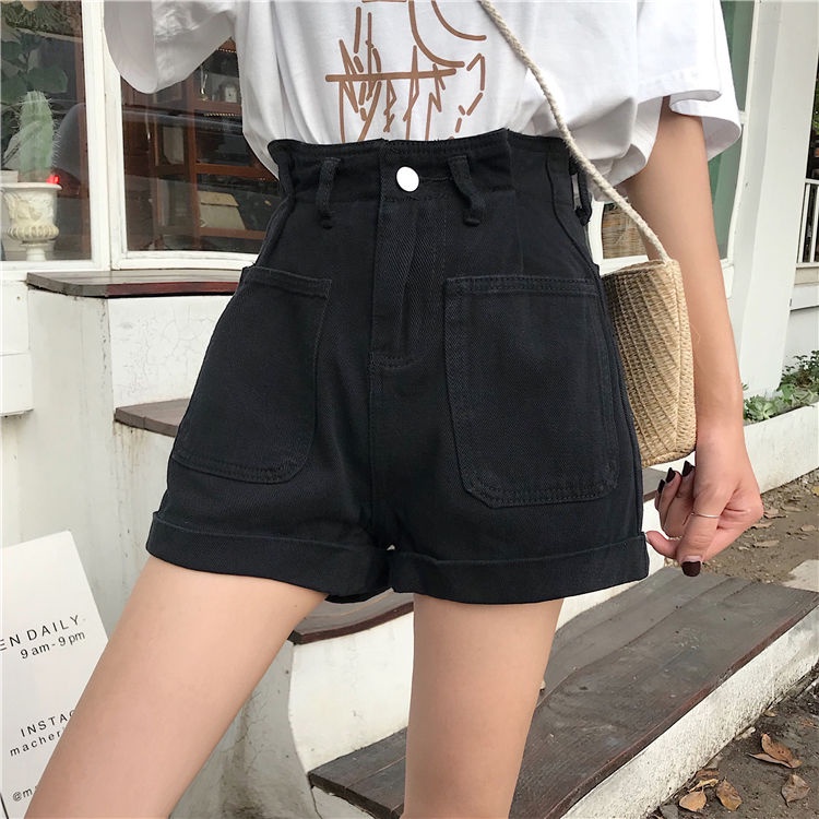 Quần Short Denim Lưng Cao Ống Rộng Phong Cách Hàn Quốc Thời Trang Mùa Hè Mới 2023