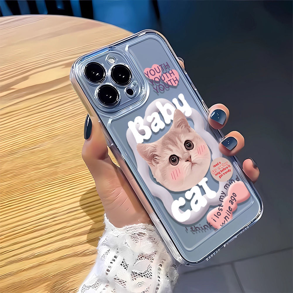 Ốp Điện Thoại Mềm In Hình Đầu Mèo Cho iPhone14Promax 71113 12 6CI9