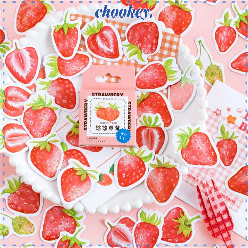 CHOOKEY Hộp 45 Miếng Dán Hình Trái Dâu Dễ Thương Trang Trí Sổ Tay DIY
