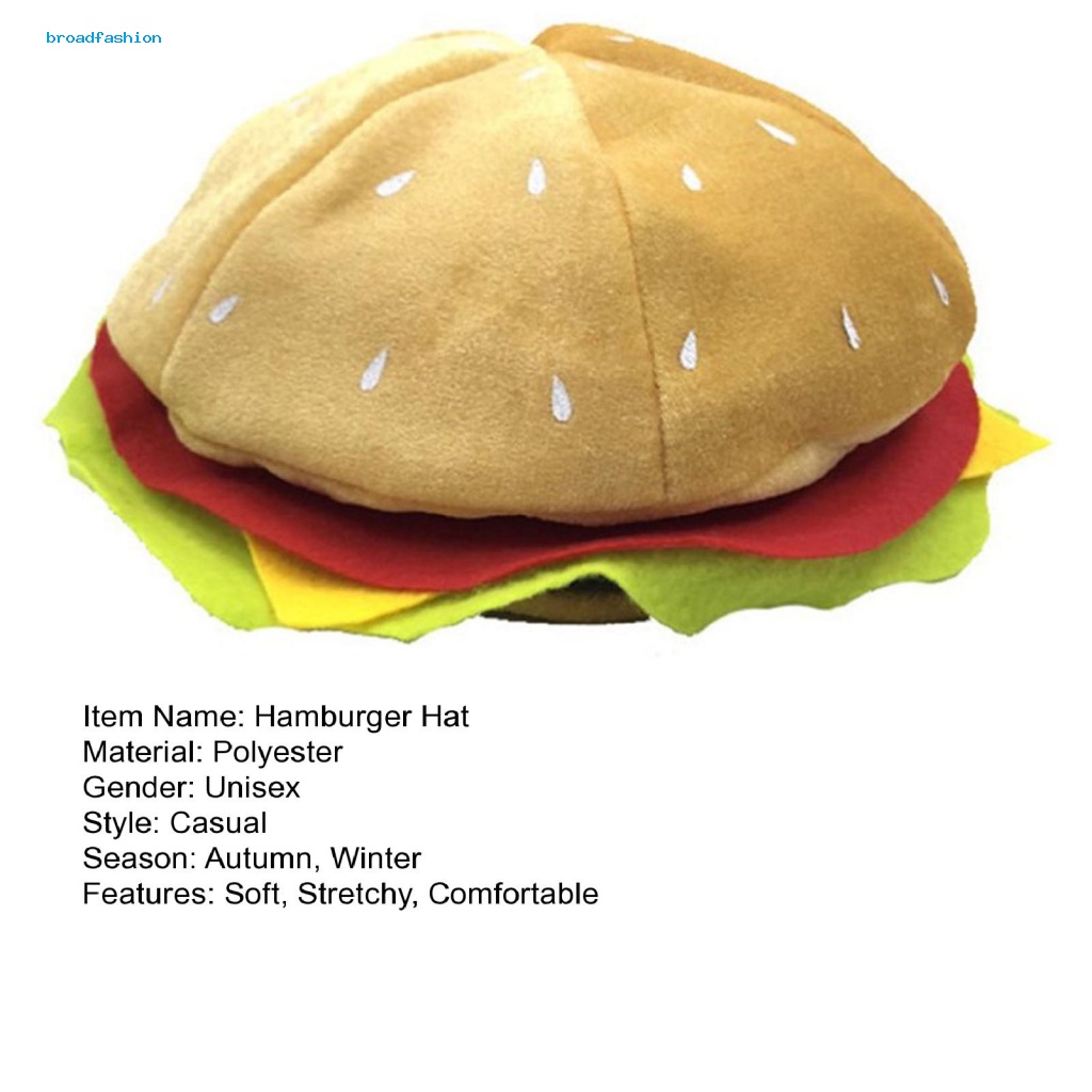 Mũ Hamburger Mềm Co Giãn Hóa Trang Thức Ăn Nhanh Hình Hamburger Vui Nhộn Dễ Thương Cho Người Lớn