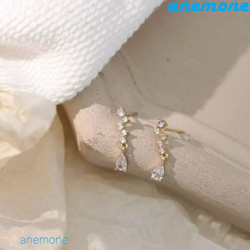 ANEMONE Bông Tai Hình Giọt Nước / Tròn Phong Cách Hàn Quốc Cổ Điển Thời Trang