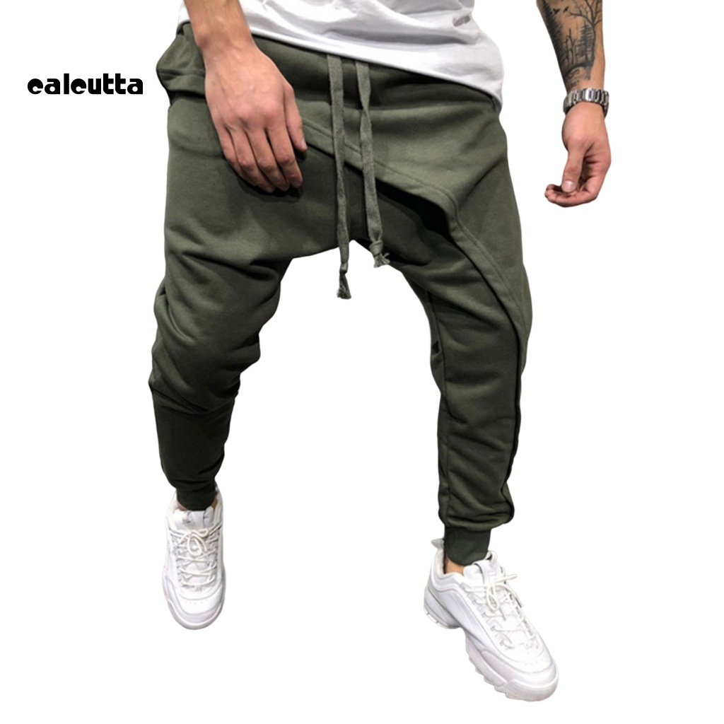 [calcutta] Quần Harem Màu Trơn Tới Mắt Cá Chân Phong Cách Hip Hop Đường Phố Hai Lớp Để Chạy Bộ Cho Nam