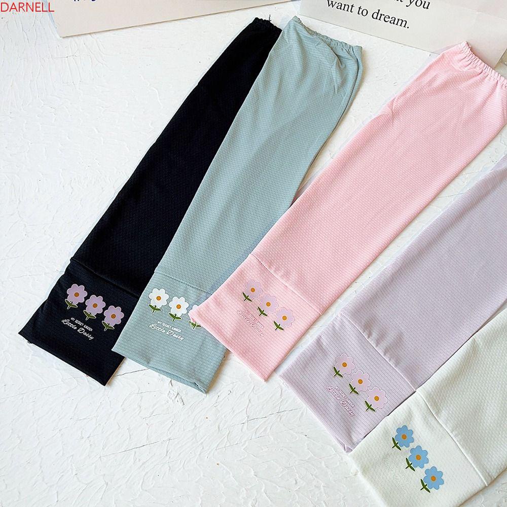 DARNELL Găng Tay Dài Bằng Lụa Lạnh Mỏng Thoáng Khí Chống Trượt Họa Tiết Hoa