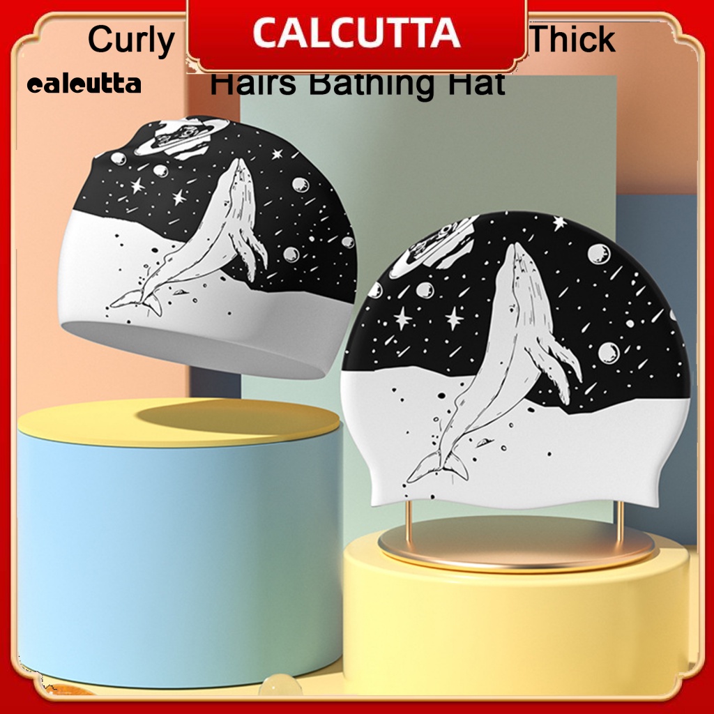 [calcutta] Mũ Bơi Bằng Silicone Dày Co Giãn Cao Không Bong Tróc In Hình Hai Mặt Chống Thấm Nước Thoải Mái Khi Đi Bơi Tóc Ngắn Xoăn Dài Trung Bình