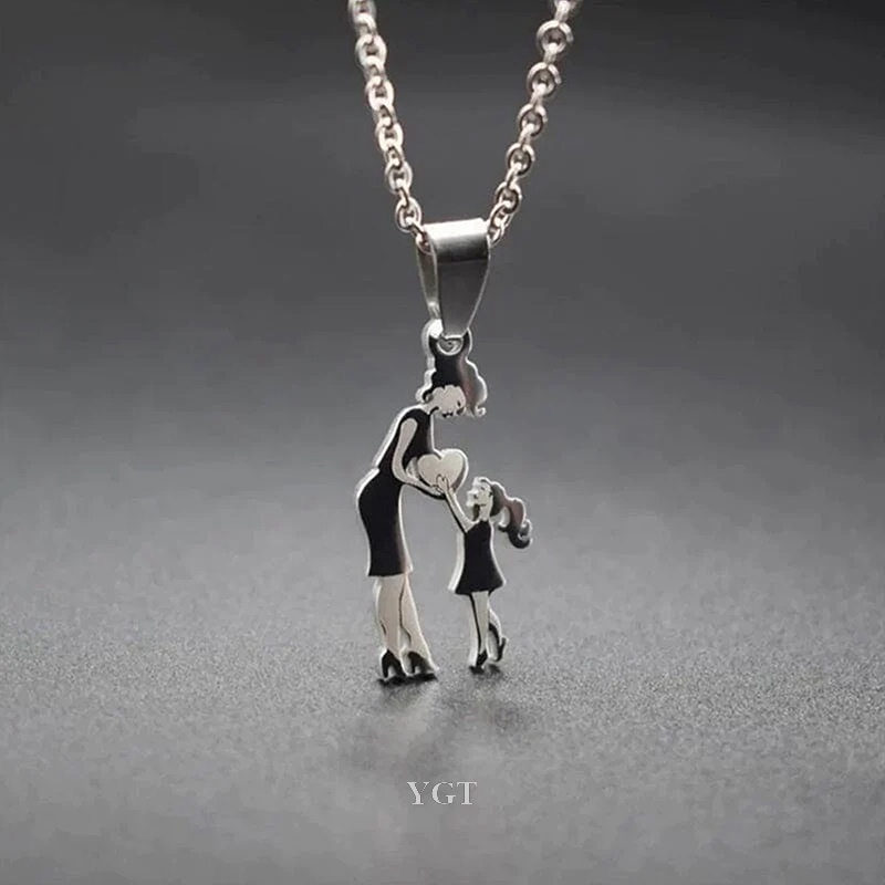 Vòng cổ Bằng Thép Không Gỉ Màu Sắc Bạc Cho Mẹ Và Con Gái