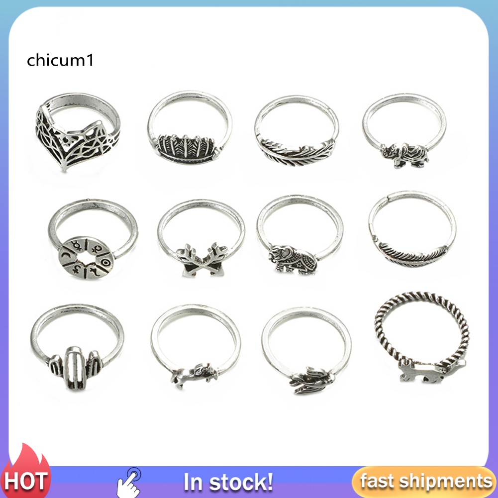 Set 12 Nhẫn Đeo Khớp Ngón Tay Phong Cách Vintage